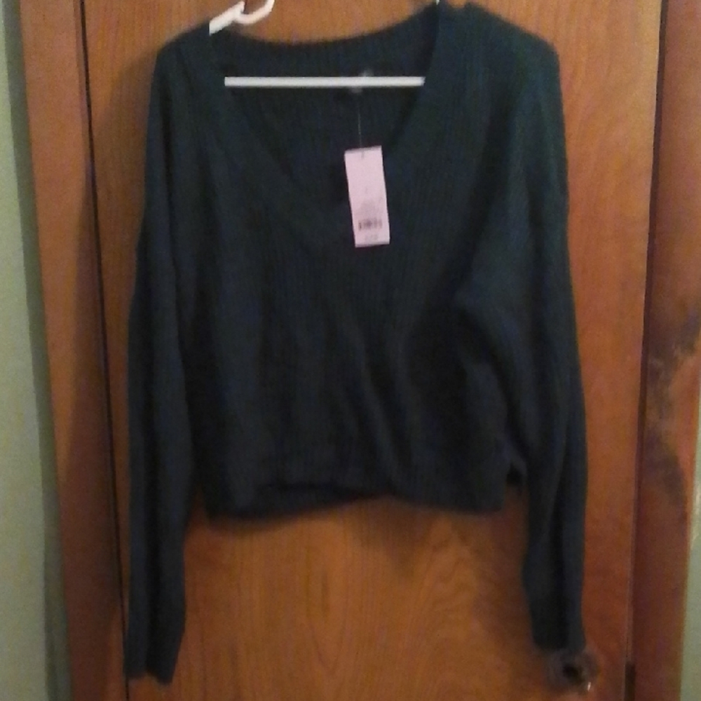 Cozy Green V-Neck Sweater Wild Fable‎ size Large